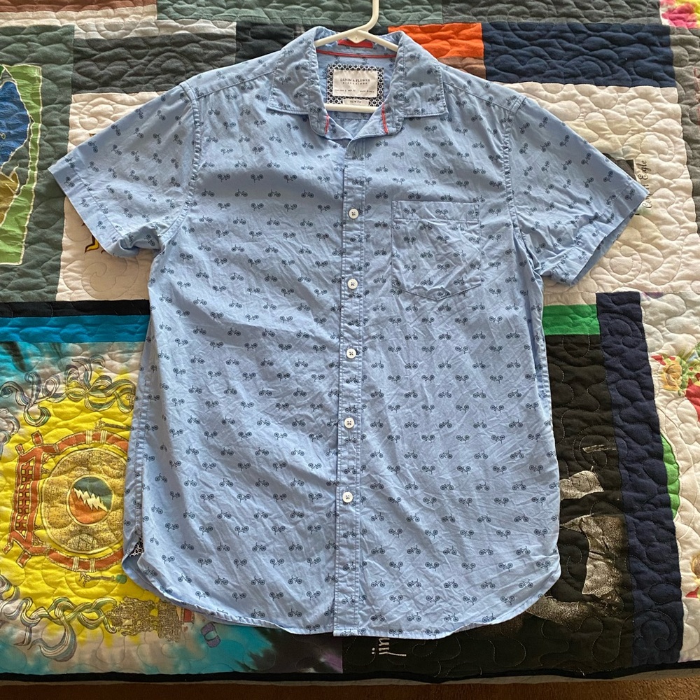 Mens, slim fit shirt, bicycle print